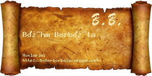 Bőhm Borbála névjegykártya